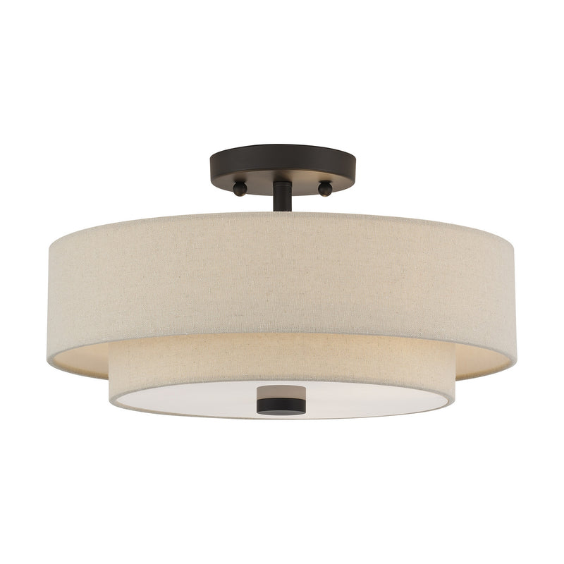 Livex Lighting 58854-07 Three Light Semi-Flush Mount, Bronze