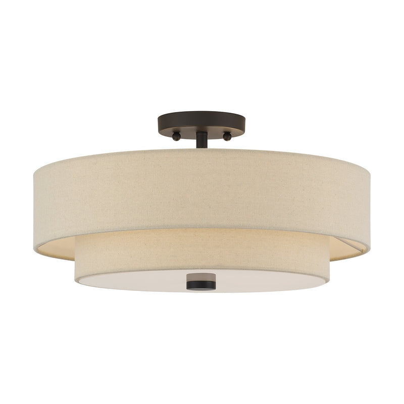 Livex Lighting 58855-07 Four Light Semi-Flush Mount, Bronze