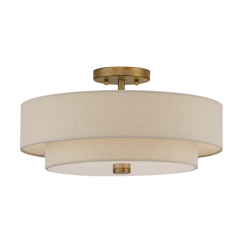 Livex Lighting 58855-48 Four Light Semi-Flush Mount, Antique Gold Leaf