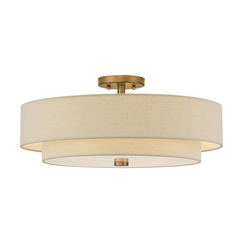 Livex Lighting 58856-48 Five Light Semi-Flush Mount, Antique Gold Leaf