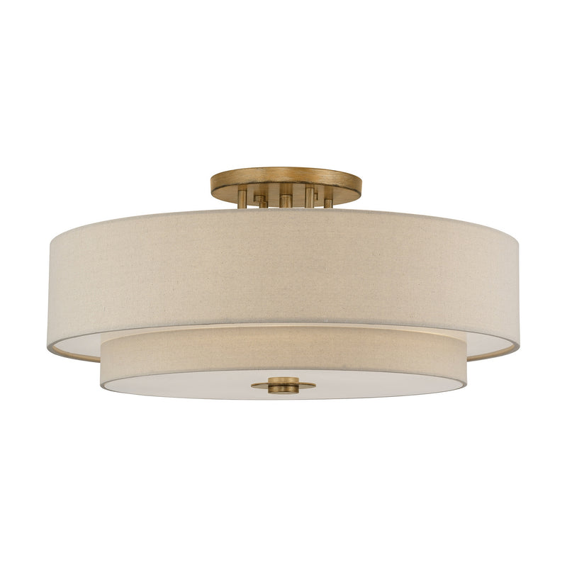 Livex Lighting 58857-48 Six Light Semi-Flush Mount, Antique Gold Leaf