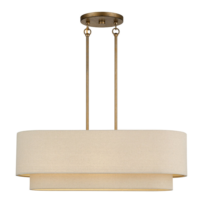 Livex Lighting 58872-48 Three Light Linear Chandelier, Antique Gold Leaf