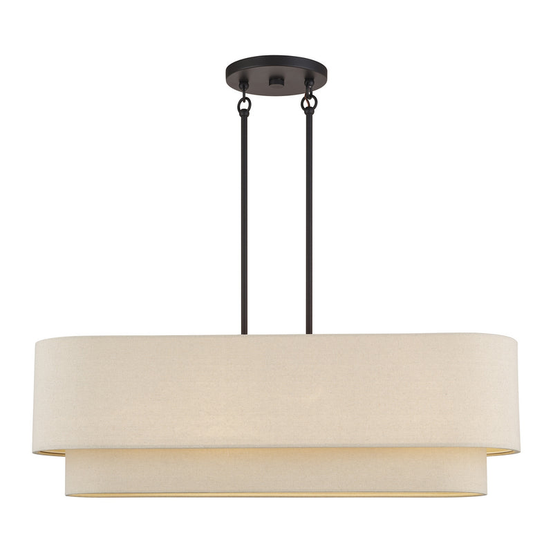 Livex Lighting 58873-07 Four Light Linear Chandelier, Bronze