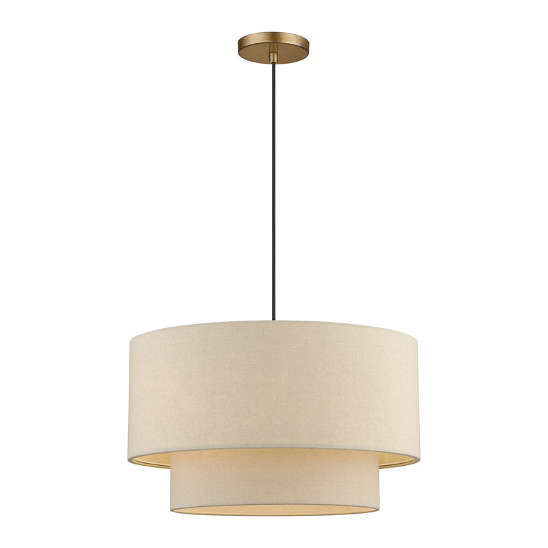 Livex Lighting 58874-48 Three Light Pendant, Antique Gold Leaf