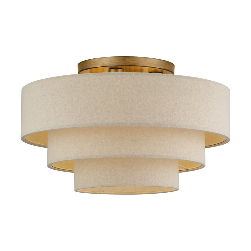 Livex Lighting 58876-48 Four Light Semi-Flush Mount, Antique Gold Leaf