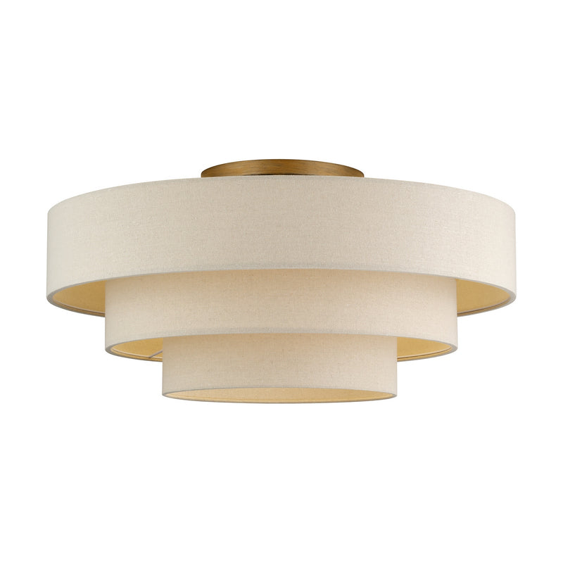 Livex Lighting 58877-48 Five Light Semi-Flush Mount, Antique Gold Leaf