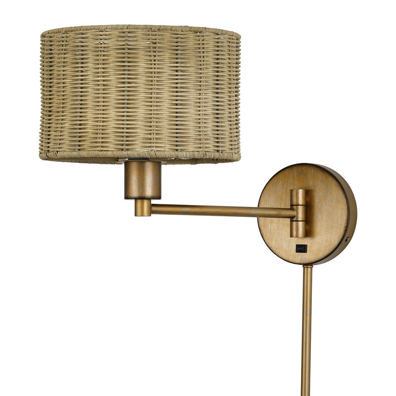 Livex Lighting 60034-48 One Light Swing Arm Wall Lamp, Antique Gold Leaf
