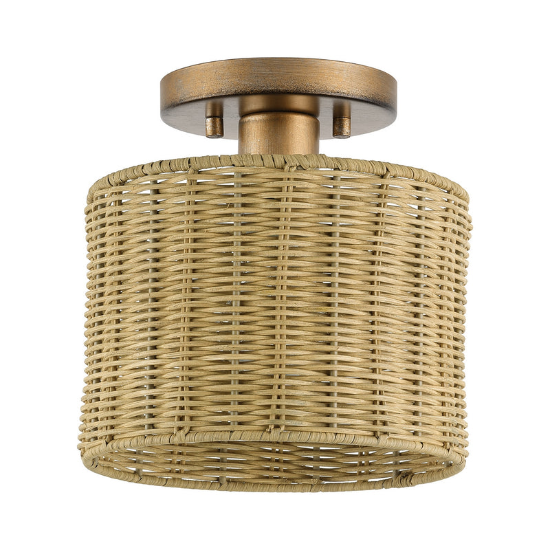 Livex Lighting 60045-48 One Light Semi-Flush Mount, Antique Gold Leaf