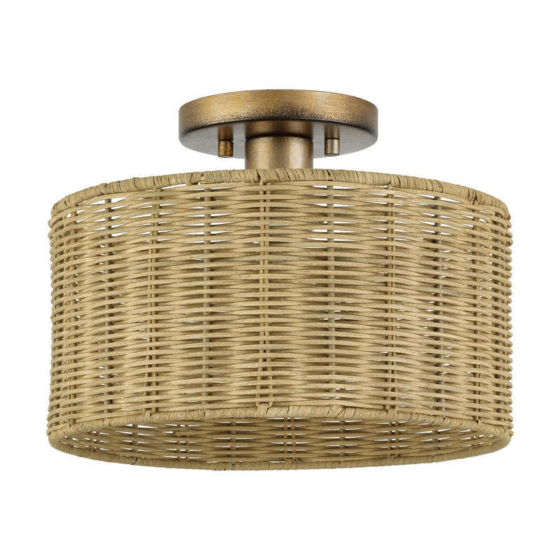 Livex Lighting 60046-48 One Light Semi-Flush Mount, Antique Gold Leaf