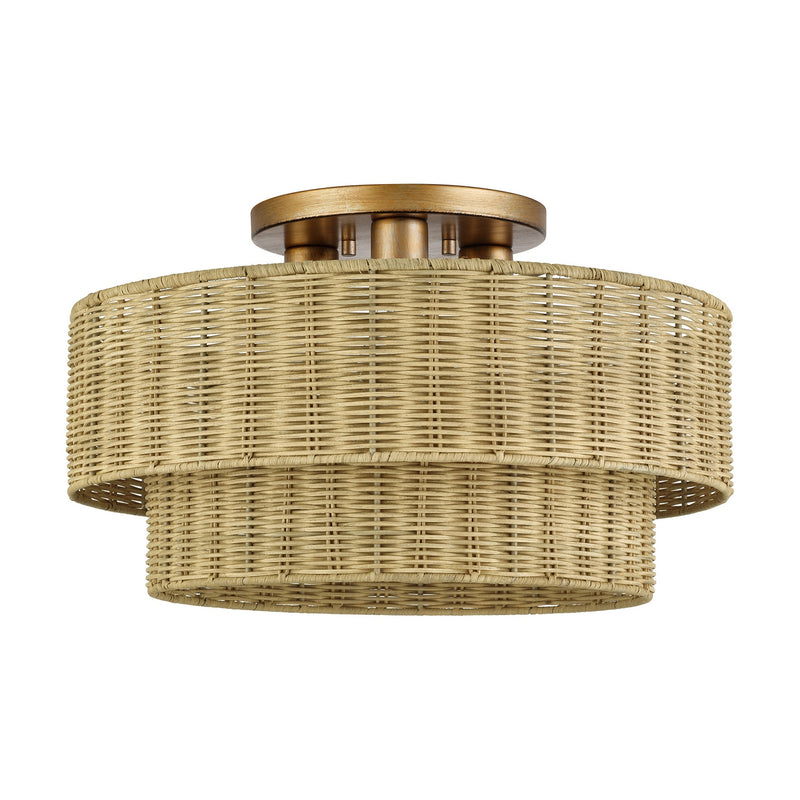 Livex Lighting 60048-48 Three Light Semi-Flush Mount, Antique Gold Leaf