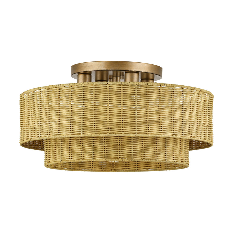 Livex Lighting 60049-48 Four Light Semi-Flush Mount, Antique Gold Leaf