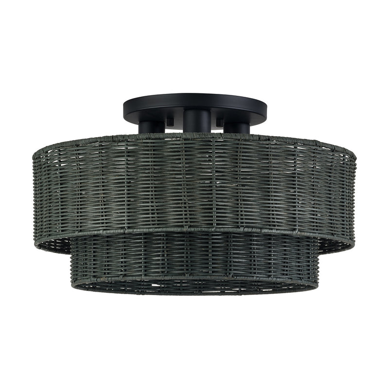 Livex Lighting 60110-04 Three Light Semi-Flush Mount, Black