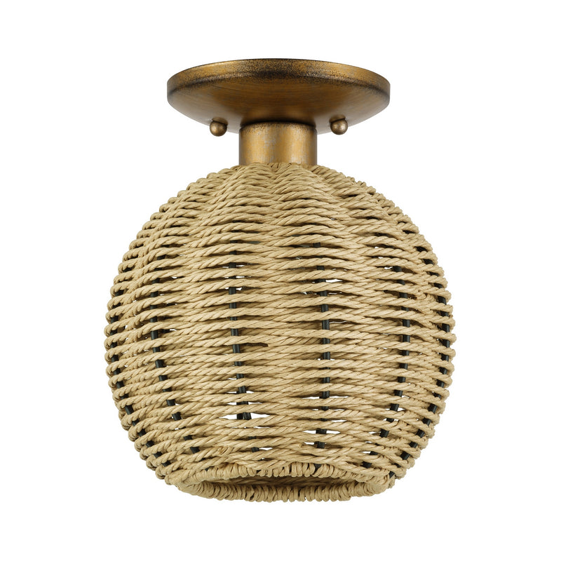 Livex Lighting 60206-48 One Light Semi-Flush Mount, Antique Gold Leaf