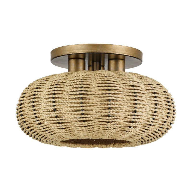 Livex Lighting 60207-48 Three Light Semi-Flush Mount, Antique Gold Leaf