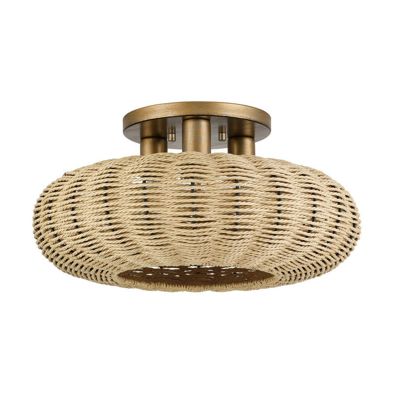 Livex Lighting 60208-48 Three Light Semi-Flush Mount, Antique Gold Leaf