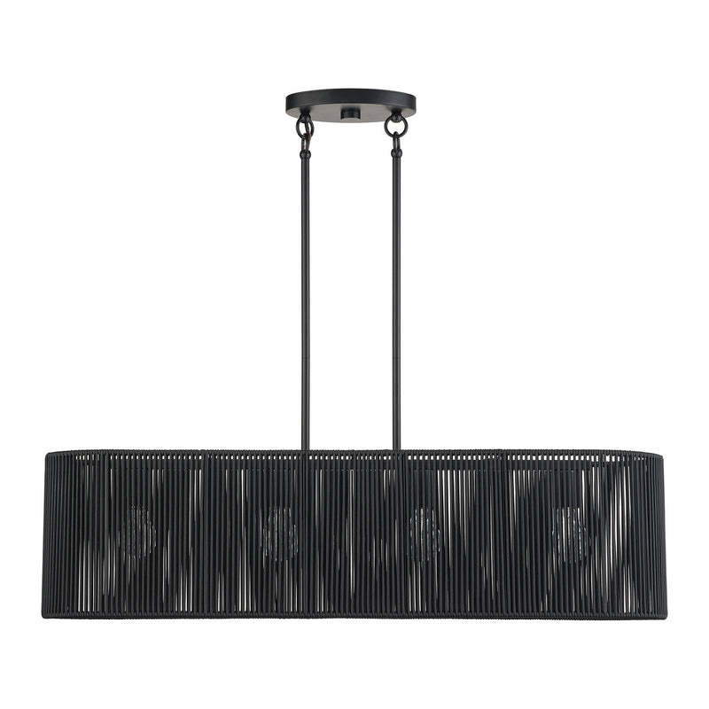 Livex Lighting 60235-04 Four Light Linear Chandelier, Black