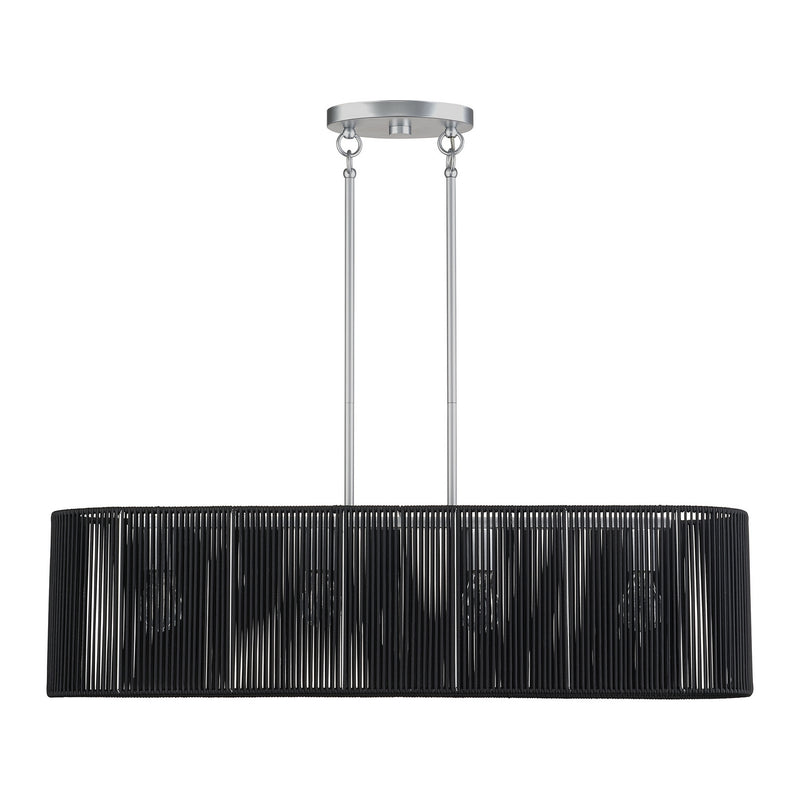 Livex Lighting 60235-81 Four Light Linear Chandelier, Painted Nickel
