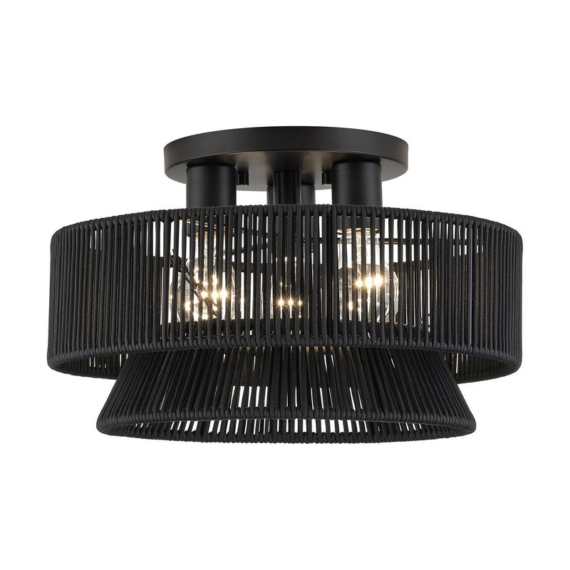 Livex Lighting 60252-04 Three Light Semi-Flush Mount, Black