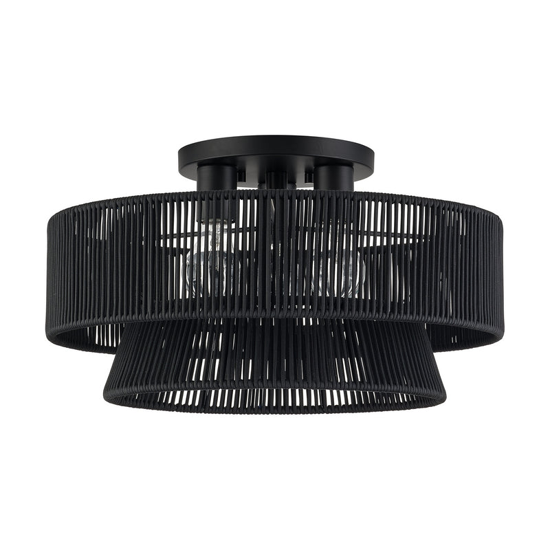 Livex Lighting 60256-04 Three Light Semi-Flush Mount, Black