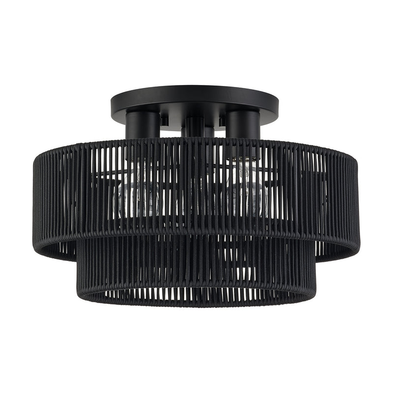 Livex Lighting 60266-04 Three Light Semi-Flush Mount, Black