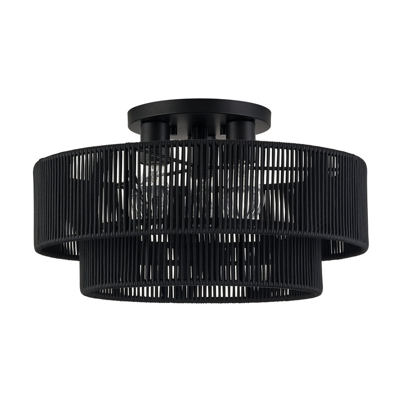 Livex Lighting 60267-04 Three Light Semi-Flush Mount, Black