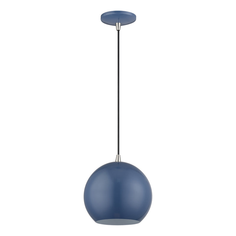 Livex Lighting 60278-84 LED Pendant, Ocean Blue w/Brushed Nickel