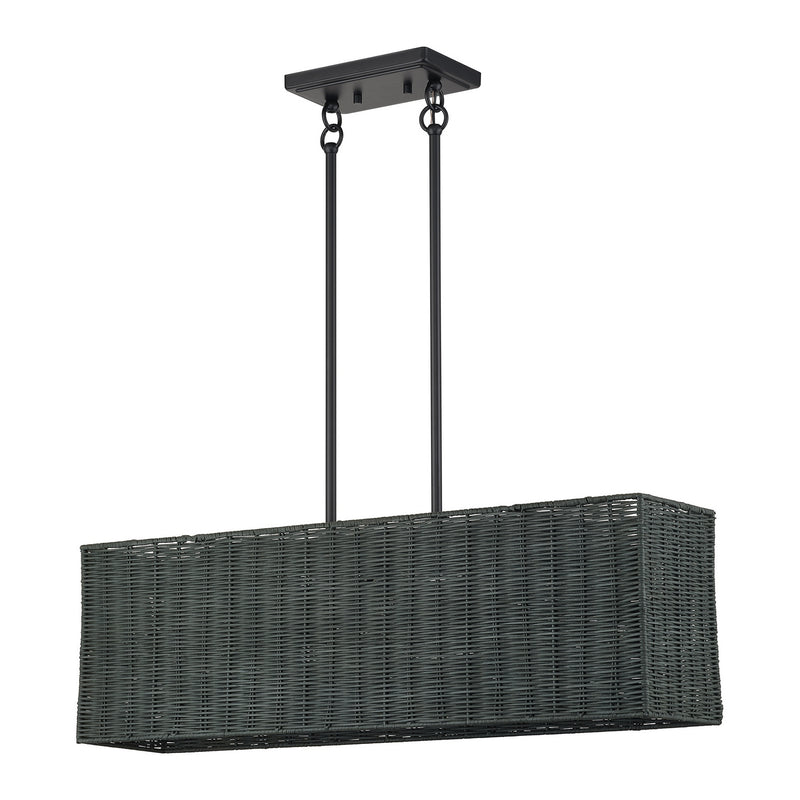 Livex Lighting 60552-04 Three Light Linear Chandelier, Black