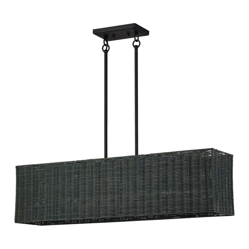 Livex Lighting 60553-04 Four Light Linear Chandelier, Black