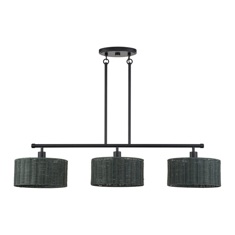 Livex Lighting 60554-04 Three Light Linear Chandelier, Black