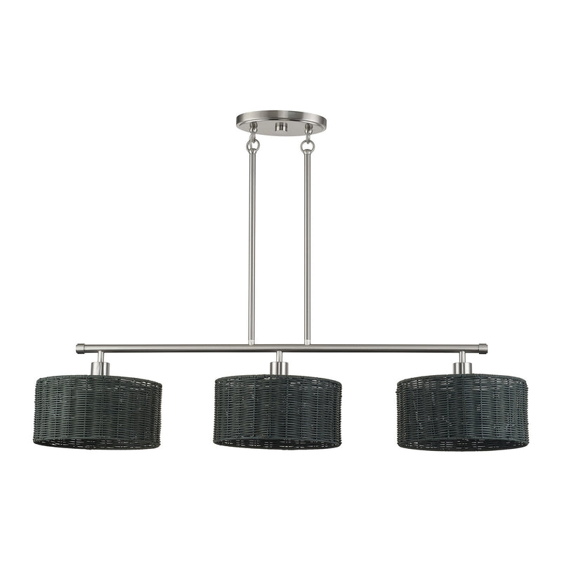 Livex Lighting 60554-91 Three Light Linear Chandelier, Brushed Nickel