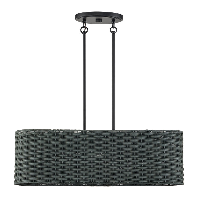 Livex Lighting 60555-04 Three Light Linear Chandelier, Black
