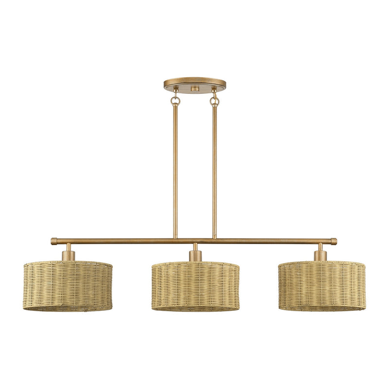 Livex Lighting 60585-48 Three Light Linear Chandelier, Antique Gold Leaf