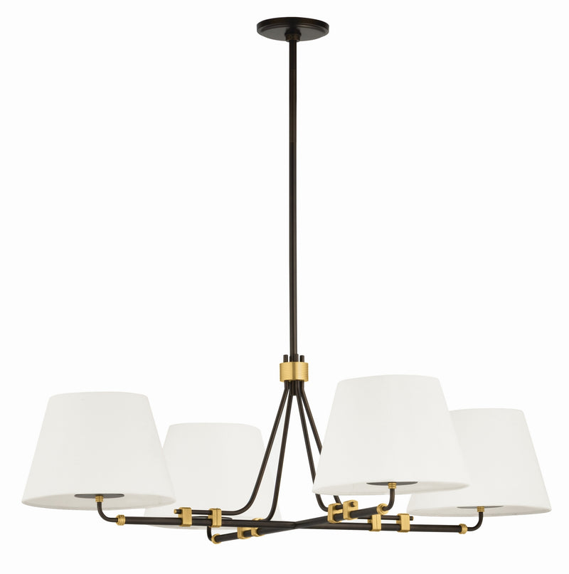 Hudson Valley 1064-AGB/DB Four Light Chandelier, Aged Brass