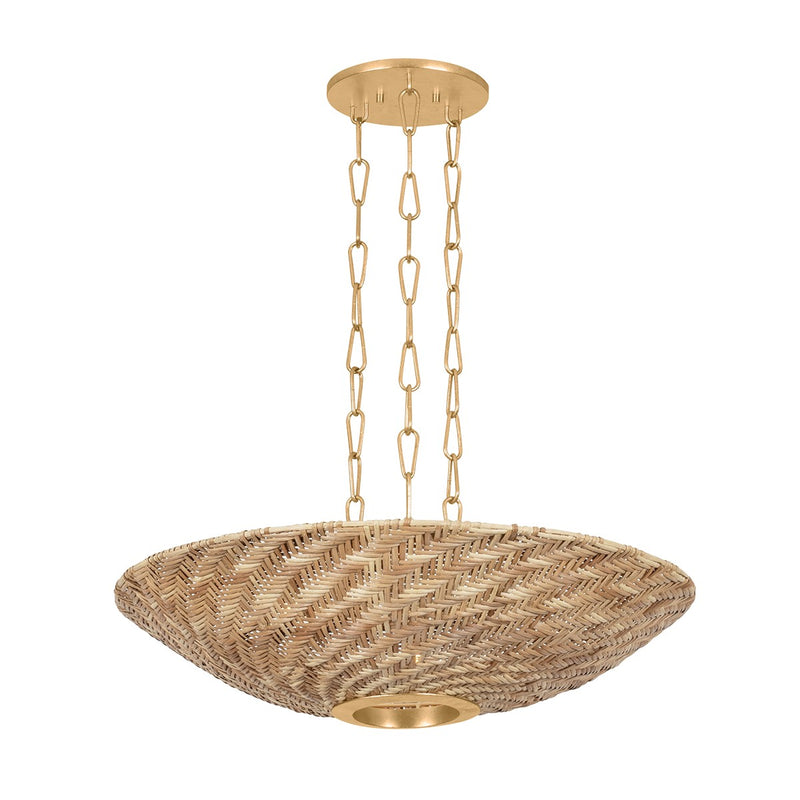 Troy Lighting F1528-VGL Three Light Pendant, Vintage Gold Leaf