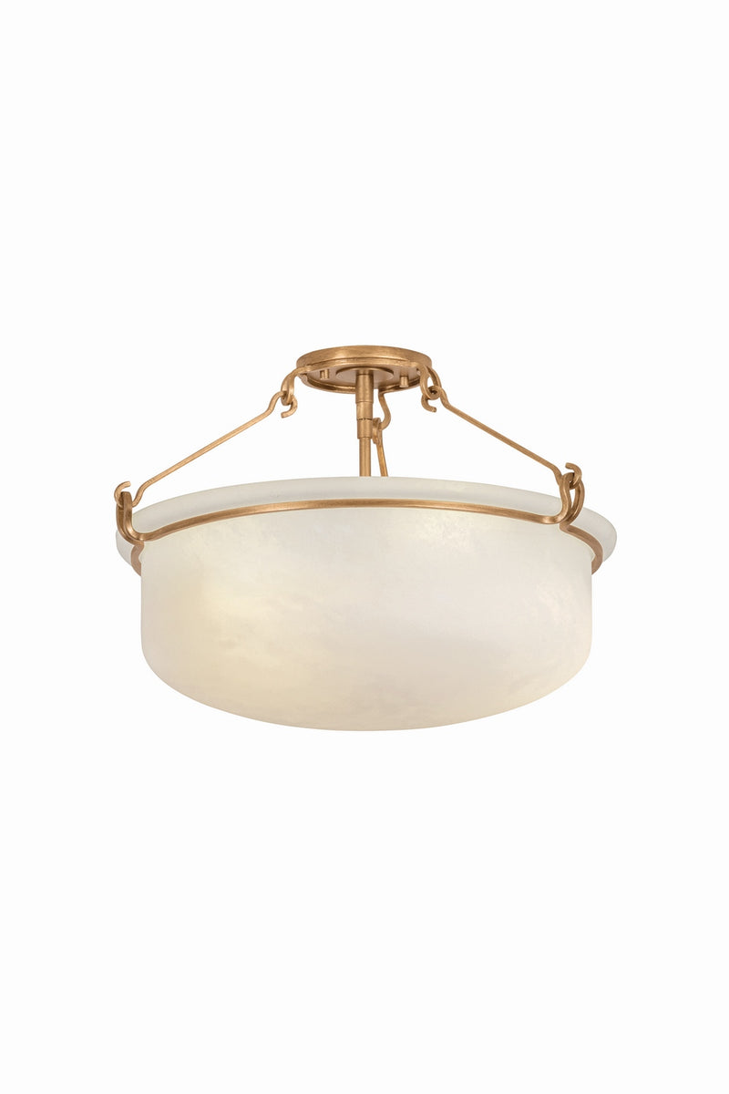 Hudson Valley 1553-PGL Three Light Semi Flush Mount, Patina Gold Leaf