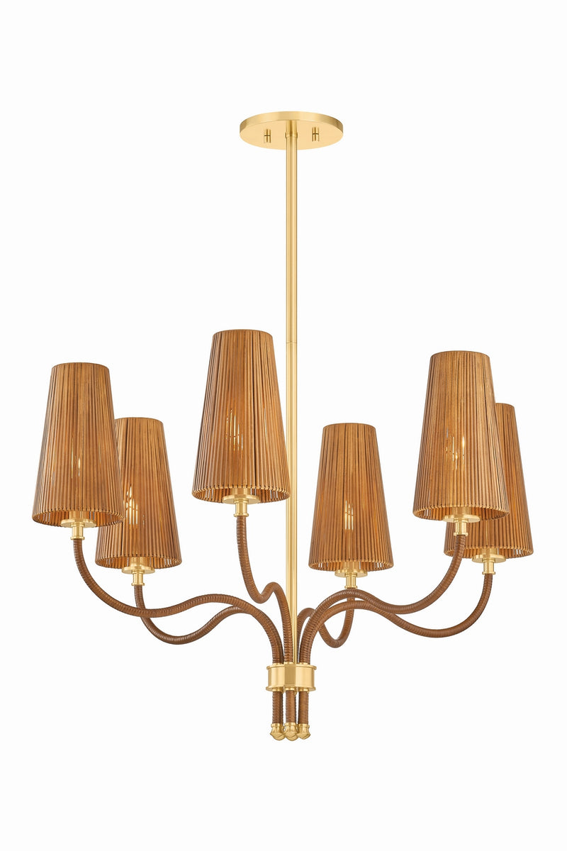 Hudson Valley 1630-AGB Six Light Chandelier, Aged Brass