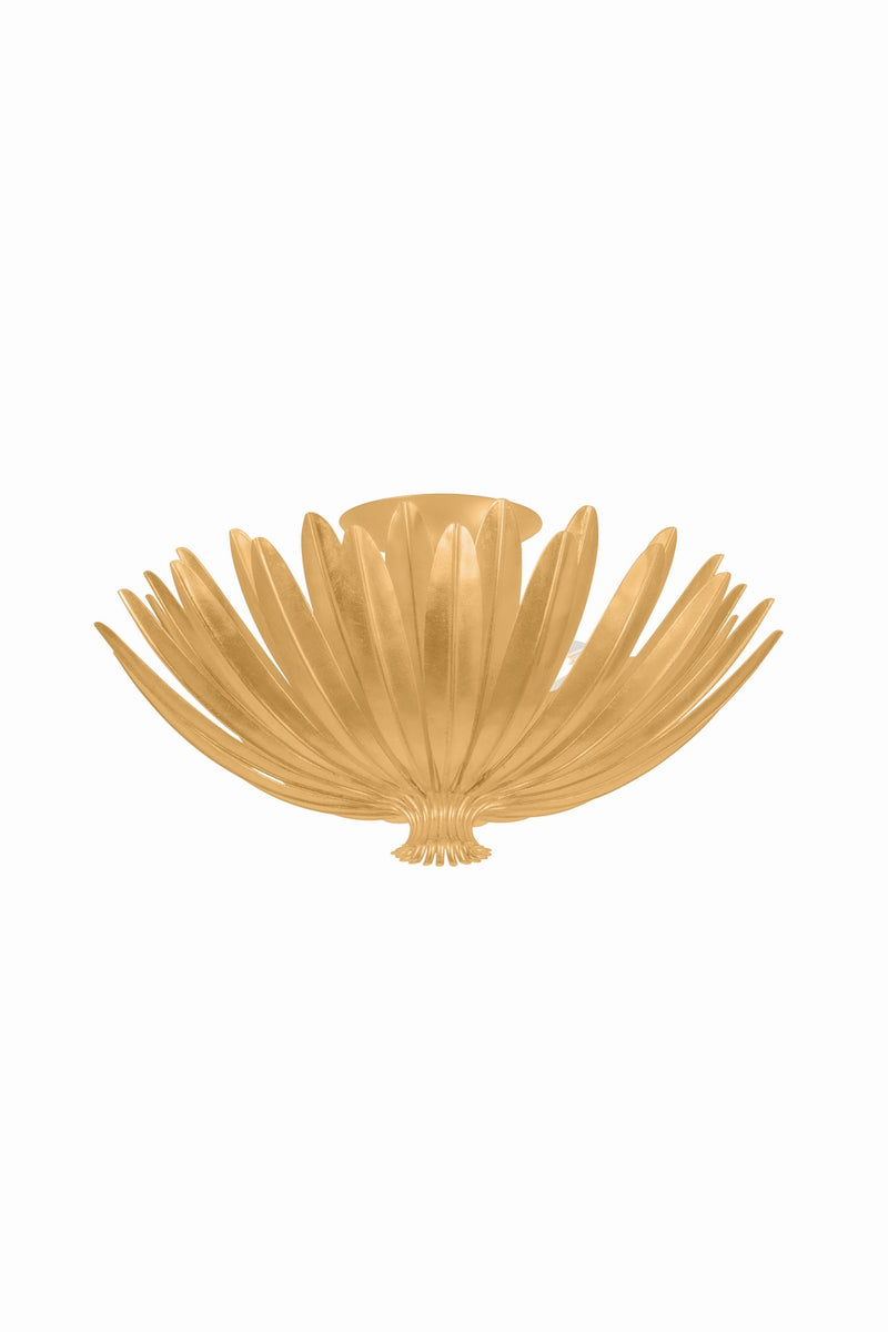 Hudson Valley 1819-VGL Three Light Semi Flush Mount, Vintage Gold Leaf