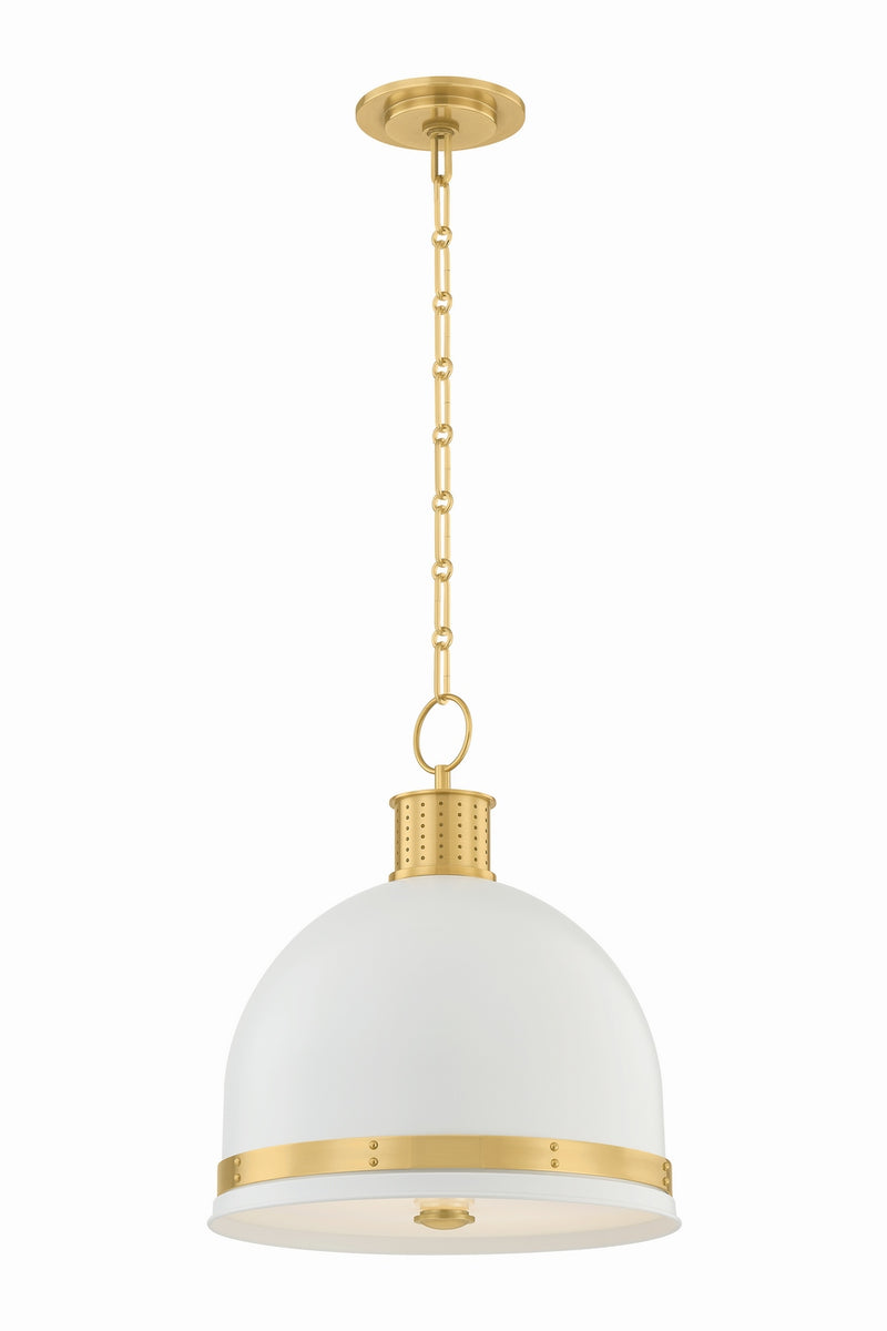 Hudson Valley 2132-AGB/SWH Two Light Pendant, Aged Brass