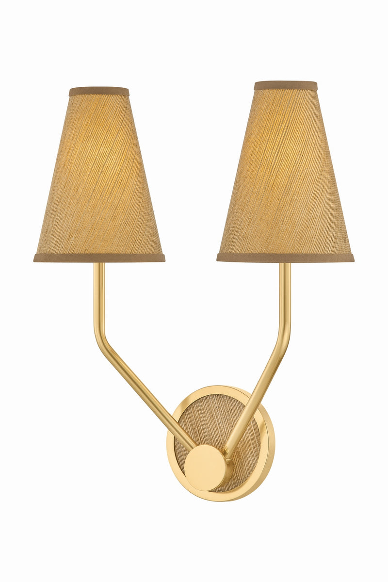 Hudson Valley 2452-AGB Two Light Wall Sconce, Aged Brass