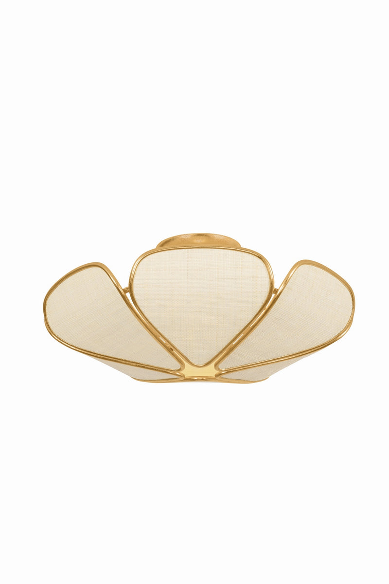 Hudson Valley 3919-VGL Three Light Semi Flush Mount, Vintage Gold Leaf