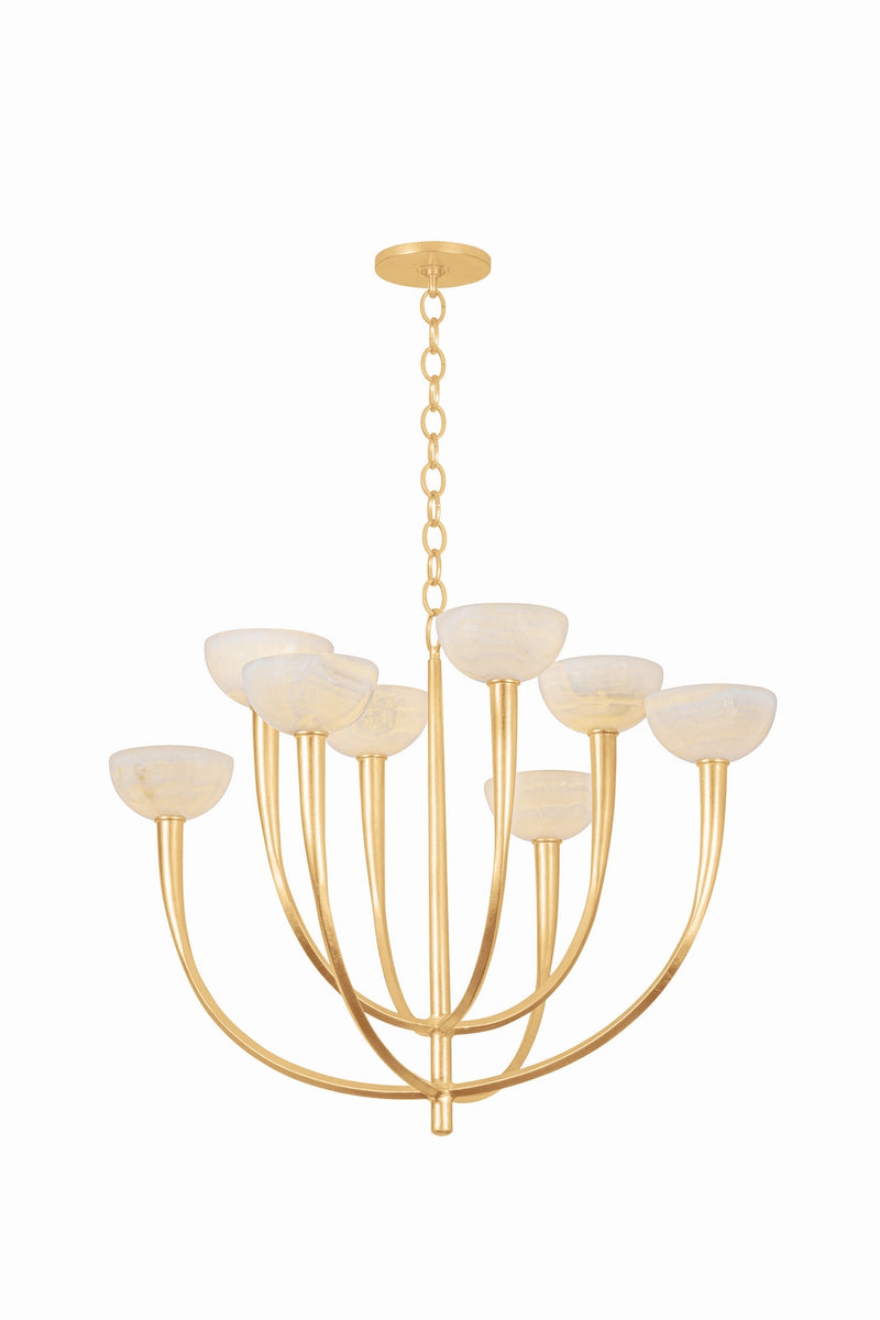 Hudson Valley 9034-VGL Eight Light Chandelier, Vintage Gold Leaf