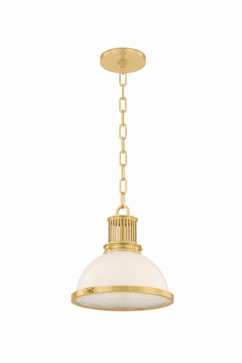 Hudson Valley 9309-AGB One Light Pendant, Aged Brass