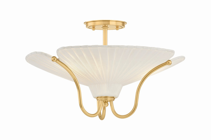 Hudson Valley AH4619-AGB Three Light Semi Flush Mount, Aged Brass