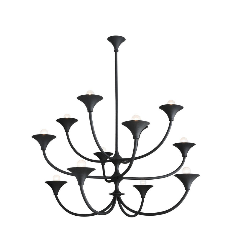 Arteriors DLI09 12 Light Chandelier, Black Gesso