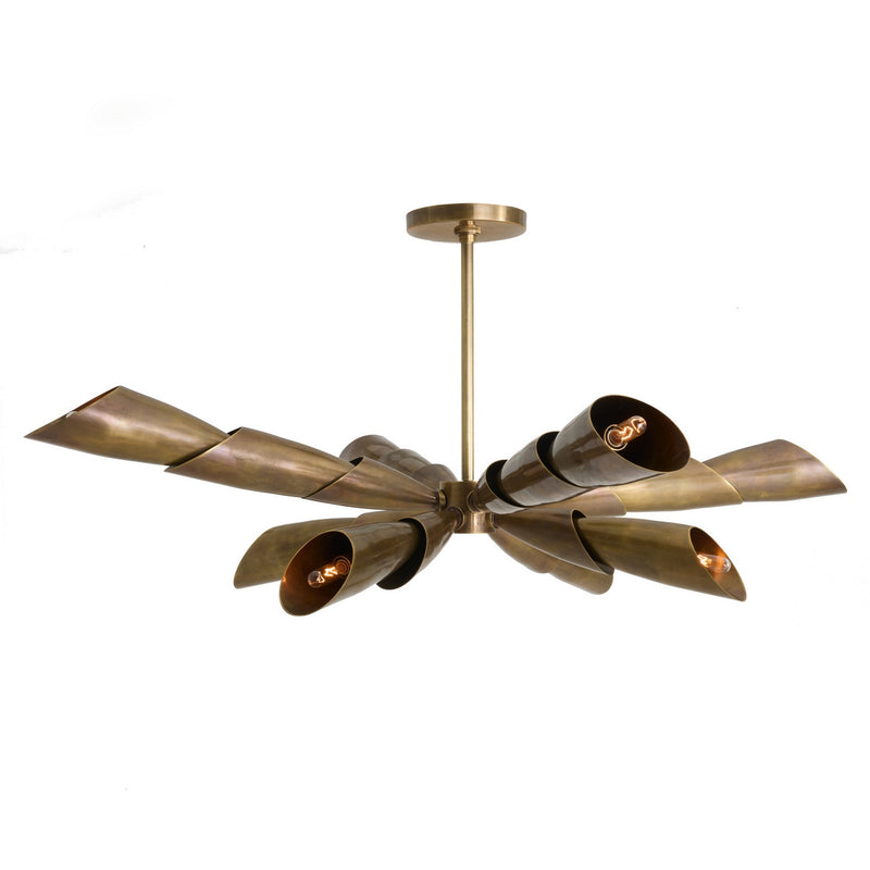 Arteriors DLI13 Eight Light Flush Mount, Vintage Brass