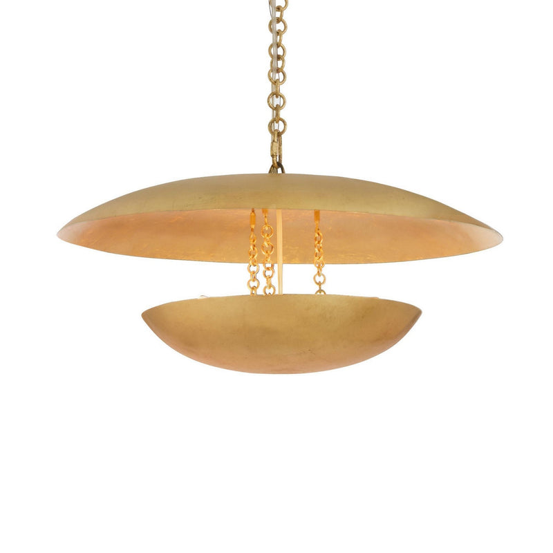 Arteriors DMI27 Three Light Chandelier, Gold Leaf