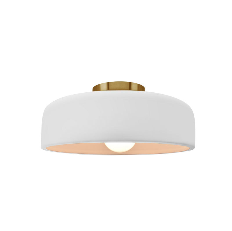 Justice Designs CER-6340-BIS-BRSS One Light Semi-Flush Mount, Brushed Brass
