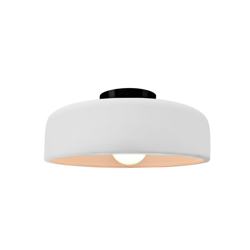 Justice Designs CER-6340-BIS-MBLK One Light Semi-Flush Mount, Matte Black