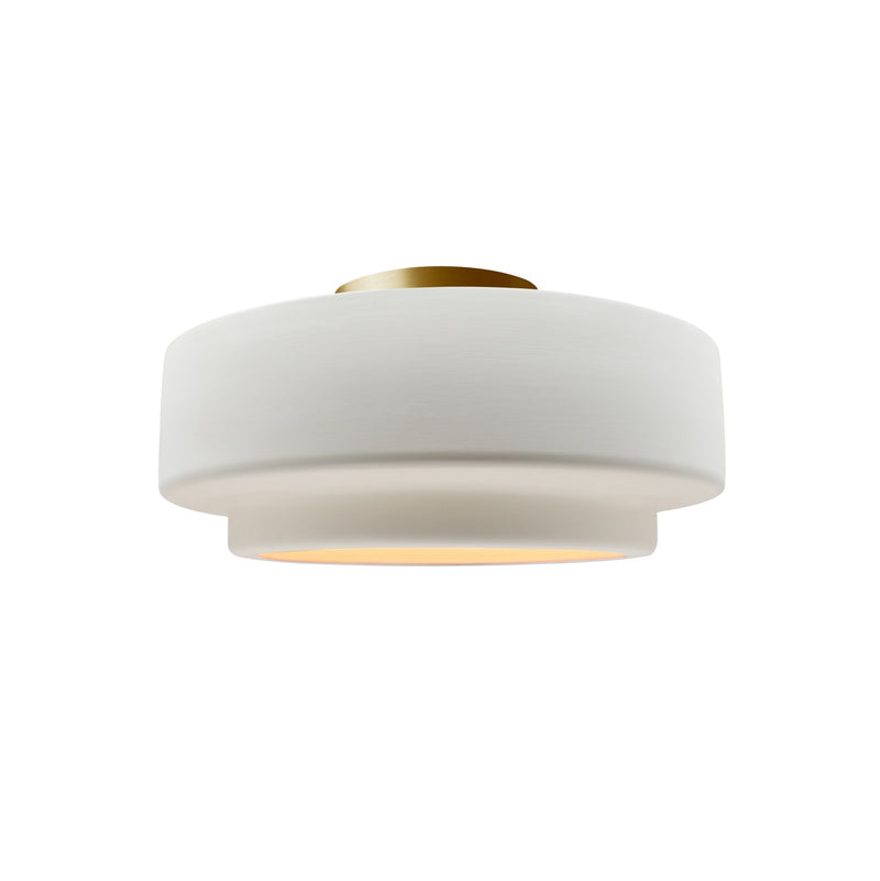 Justice Designs CER-6360-BIS-BRSS One Light Semi-Flush Mount, Brushed Brass