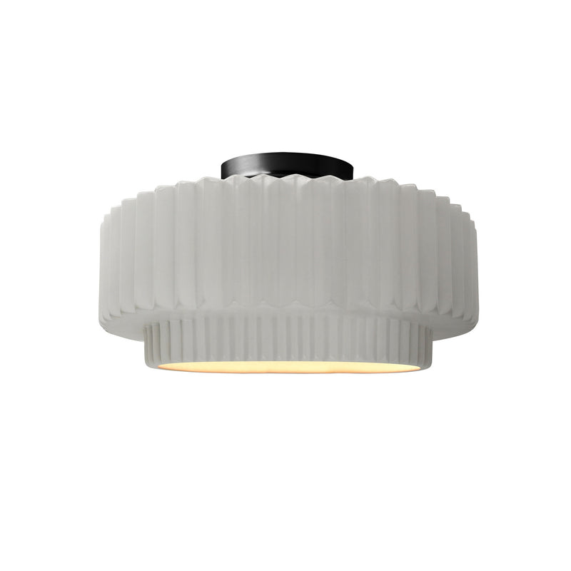 Justice Designs CER-6370-BIS-MBLK One Light Semi-Flush Mount, Matte Black
